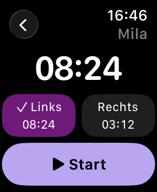 Apple Watch: Stilltimer und Mahlzeit speichern