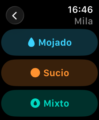 Apple Watch: elegir pañal mojado, sucio o mixto