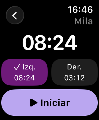 Apple Watch: temporizador de lactancia y guardar una toma
