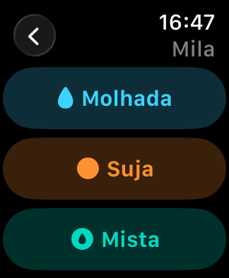 Apple Watch: escolher fralda molhada, suja ou mista